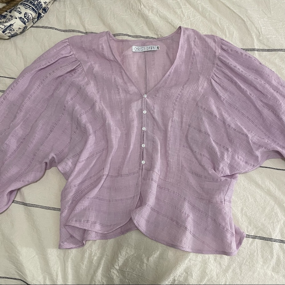 Christy Dawn Emmy Linen Blouse Woven Lilac XXL